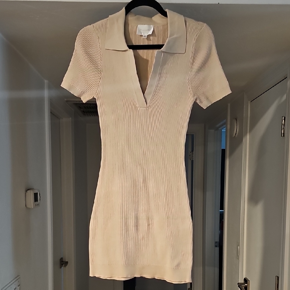 Line & Dot Beige Ribbed Knit Dress XS